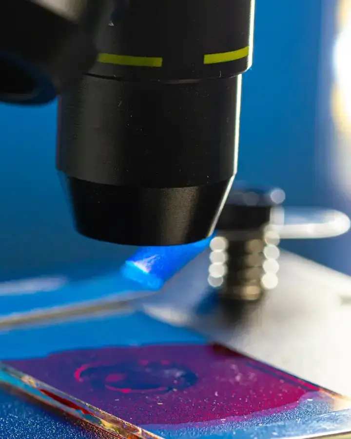 a microscope with a slide