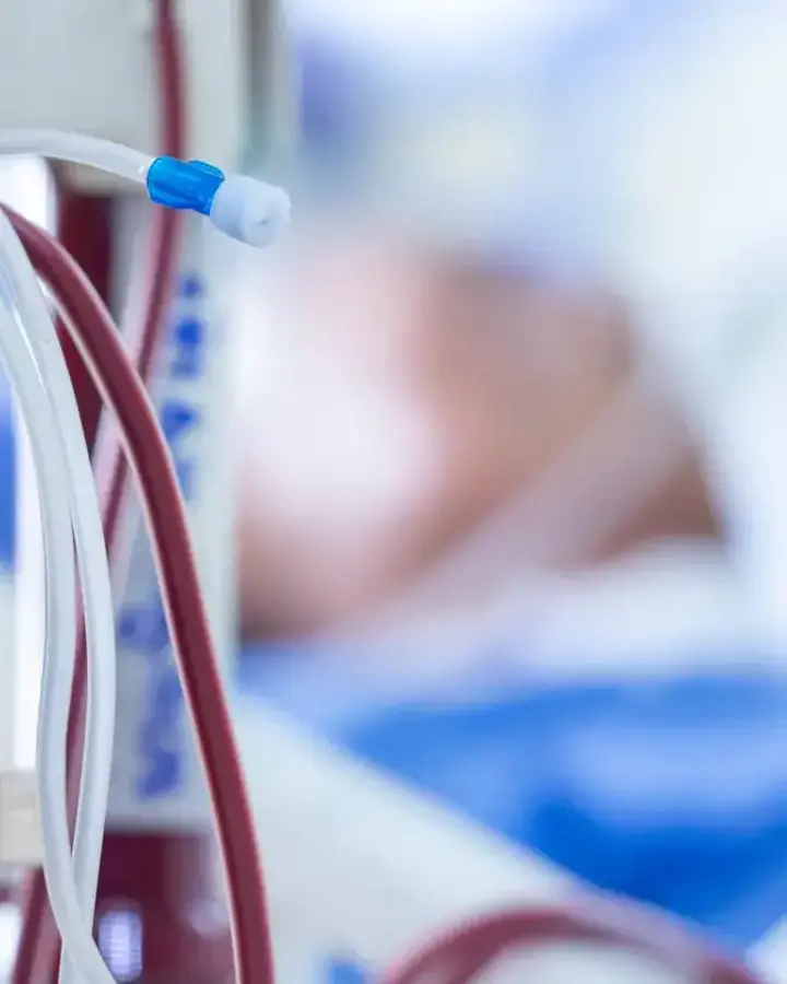 tubes with blood in a monitoring machine