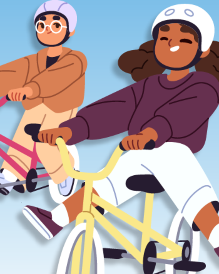 Cartoon-of-two-children-rding-bikes